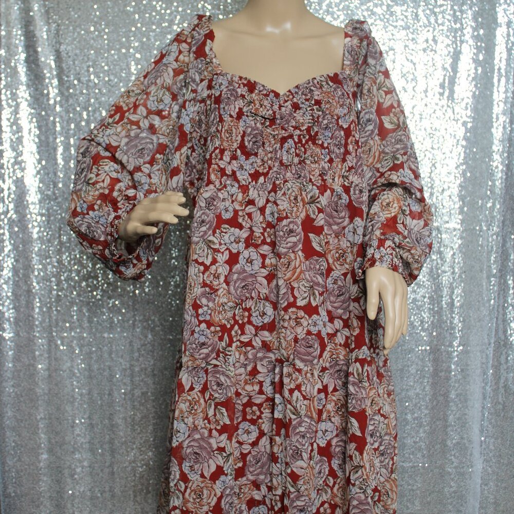 Floral fall colored knee length dress NWOT
